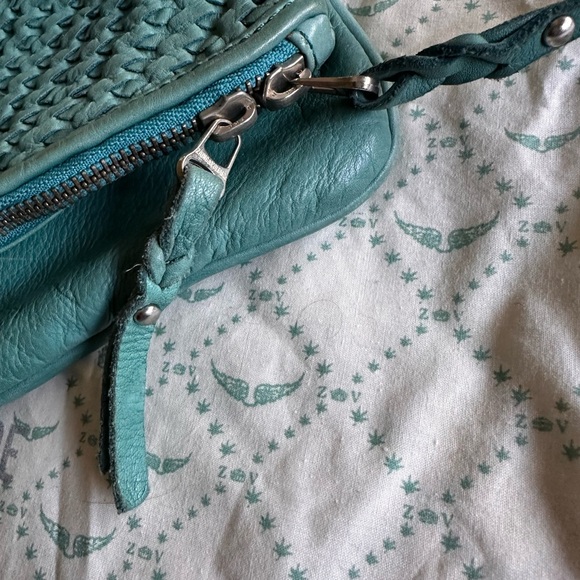 💙 Zadig & Voltaire Woven Leather Shoulder Bag – Teal 💙 - Picture 8 of 11